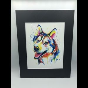 Colorful Siberian Husky Art Print 11x14 inch